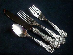 Cutlery with Lion Logo - Reed & Barton Francis I Sterling 4 pc. Place Settings w Old Eagle R ...