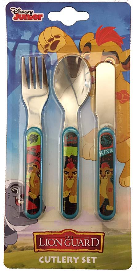 Cutlery with Lion Logo - Disney Lion Guard 3 Piece Metal Cutlery Set, Stainless Steel, Multi