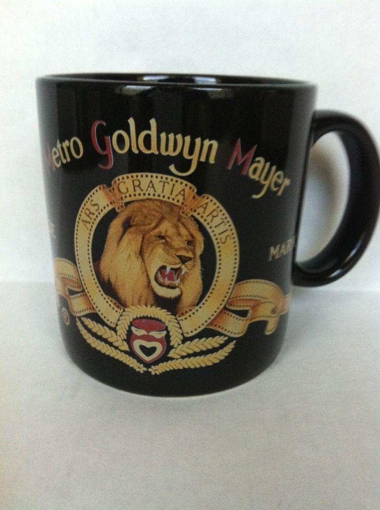 Cutlery with Lion Logo - Glossy Black MGM Lion Logo Coffee Cup Mug Gold Emblem Metro Goldwyn ...