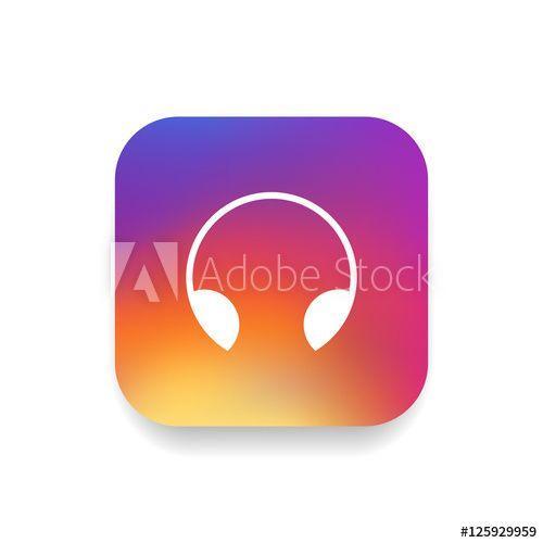 Square App Logo - Headphone icon vector, clip art. Also useful as logo, square app