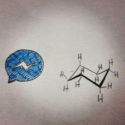 FB Messenger Logo - Just realized that FB Messenger logo is a cyclohexane molecule