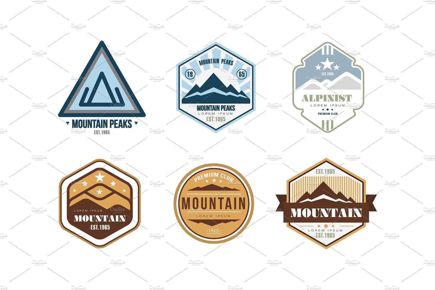 Mountain Recreation Logo - Mountain peaks logo design set vintage, sign, retro, symbol, label ...