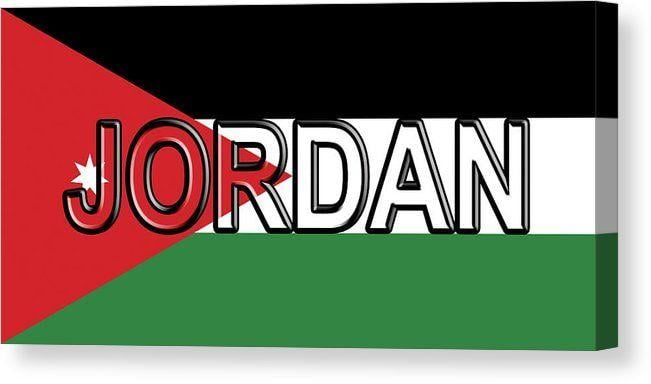 Jordan Word Logo - Flag Of Jordan Word Canvas Print / Canvas Art by Roy Pedersen