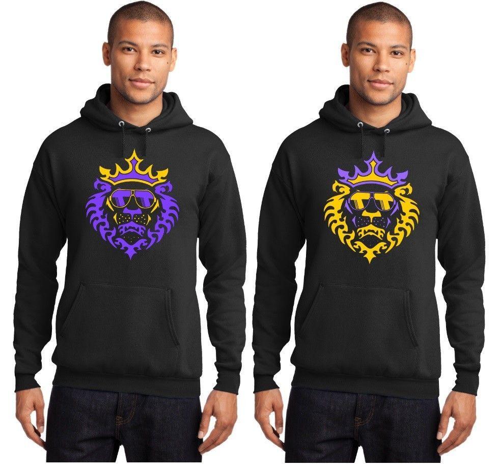 Yellow and Purple Lion Logo - New LeBron James LA Lakers Lion with Shades Logo Purple Yellow