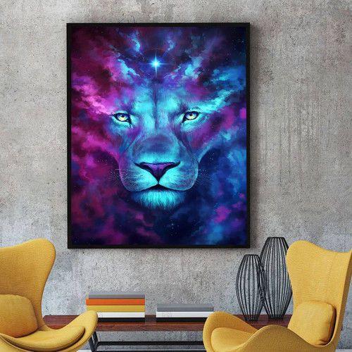 Yellow and Purple Lion Logo - Spray Printed Oil Painting Blue And Purple Lion Home Decor Art Hot ...