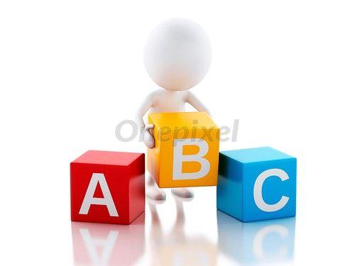 ABC White Cross Logo - 3d white people with ABC cubes on white background - 3131718 | Onepixel