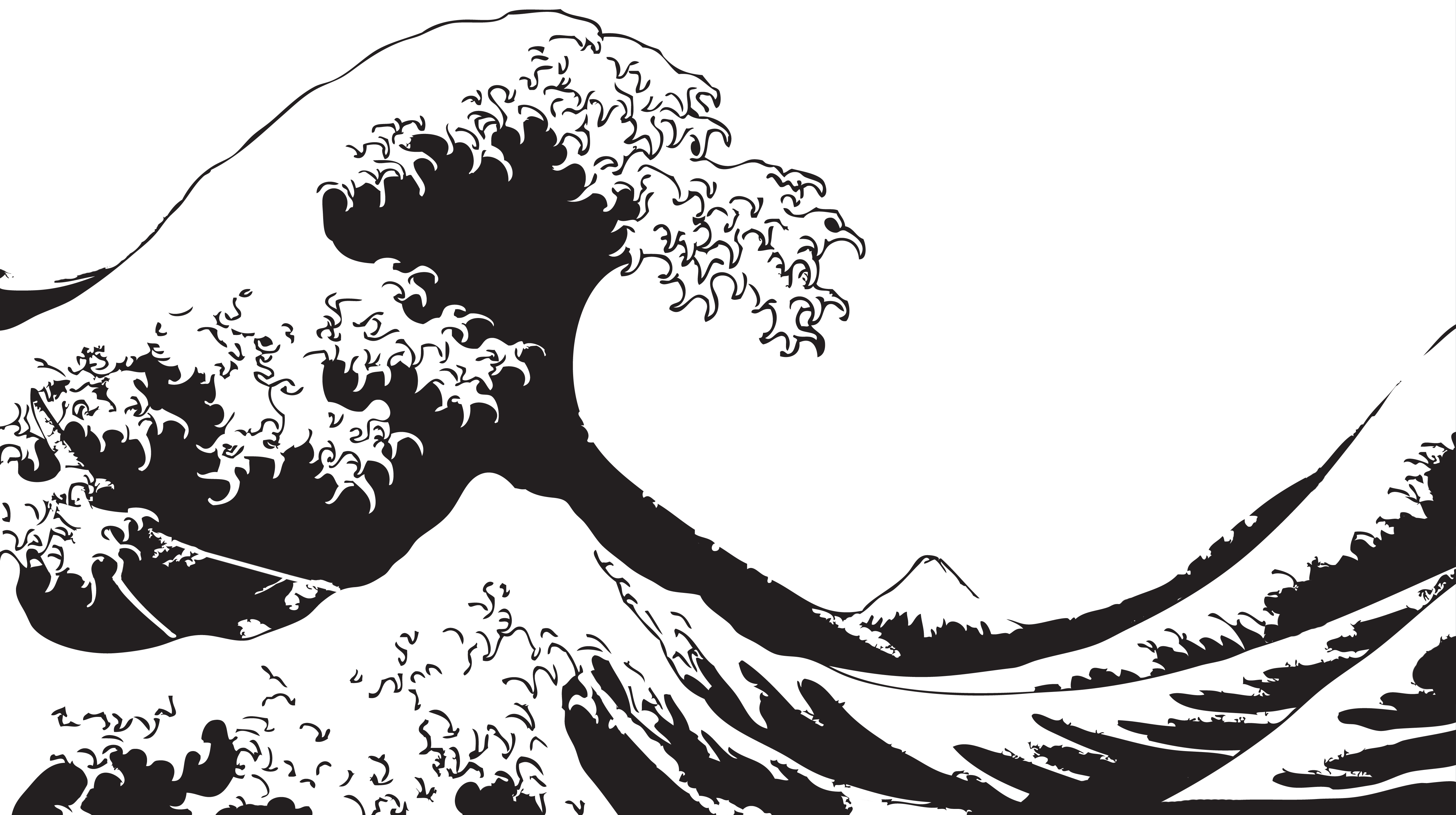 Japanese Wave Black and White Logo - R] 