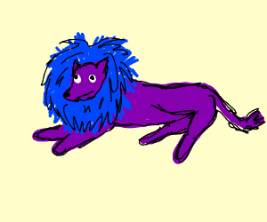 Yellow and Purple Lion Logo - a purple lion drawing by Miss Anedya - Drawception