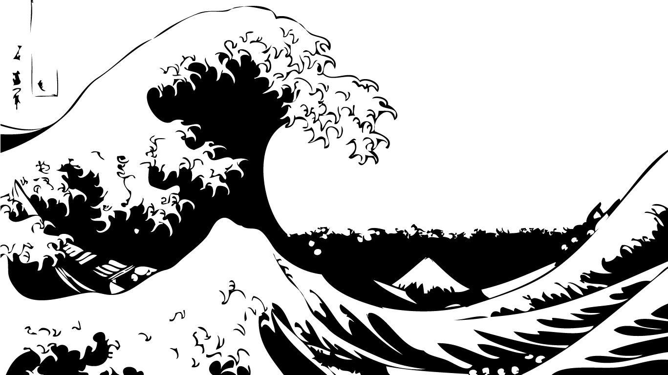Japanese Wave Black and White Logo - O][F] 