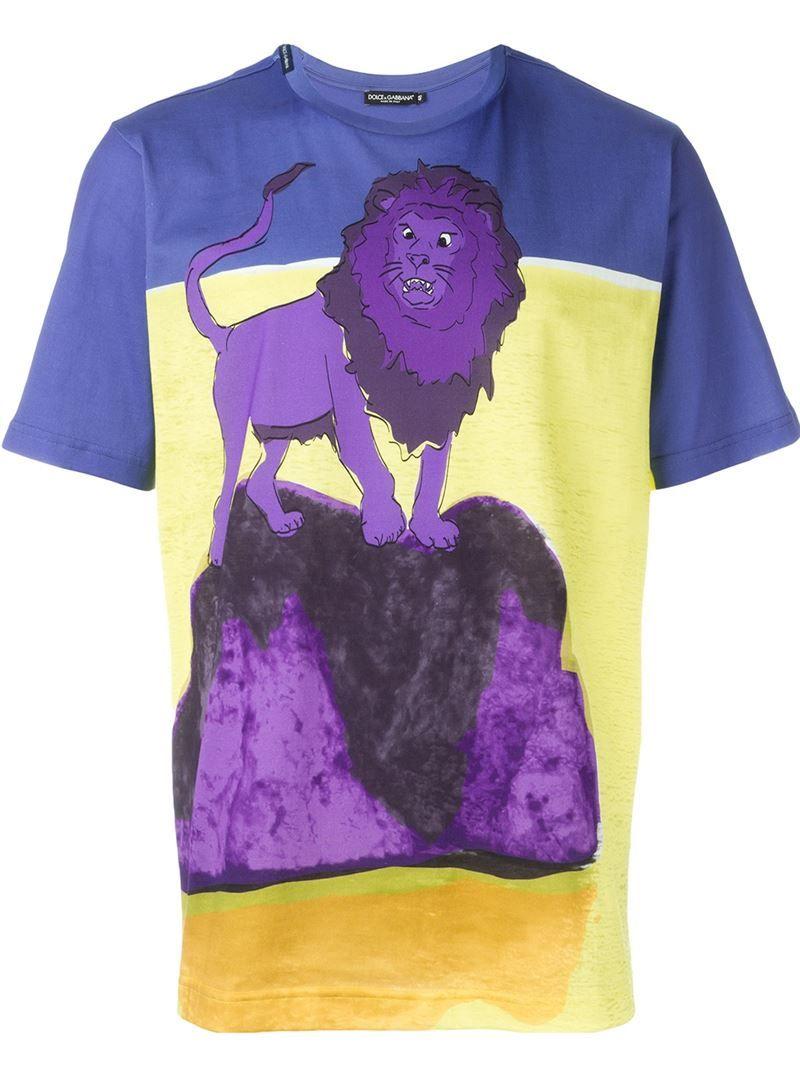 Yellow and Purple Lion Logo - Dolce & Gabbana Lion Print T-shirt in Purple - Lyst