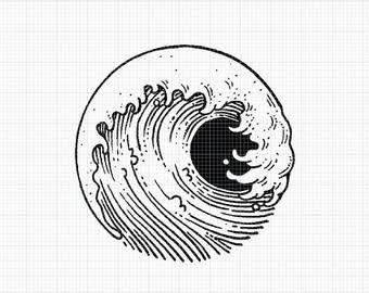 Japanese Wave Black and White Logo - japanese wave tattoo to do