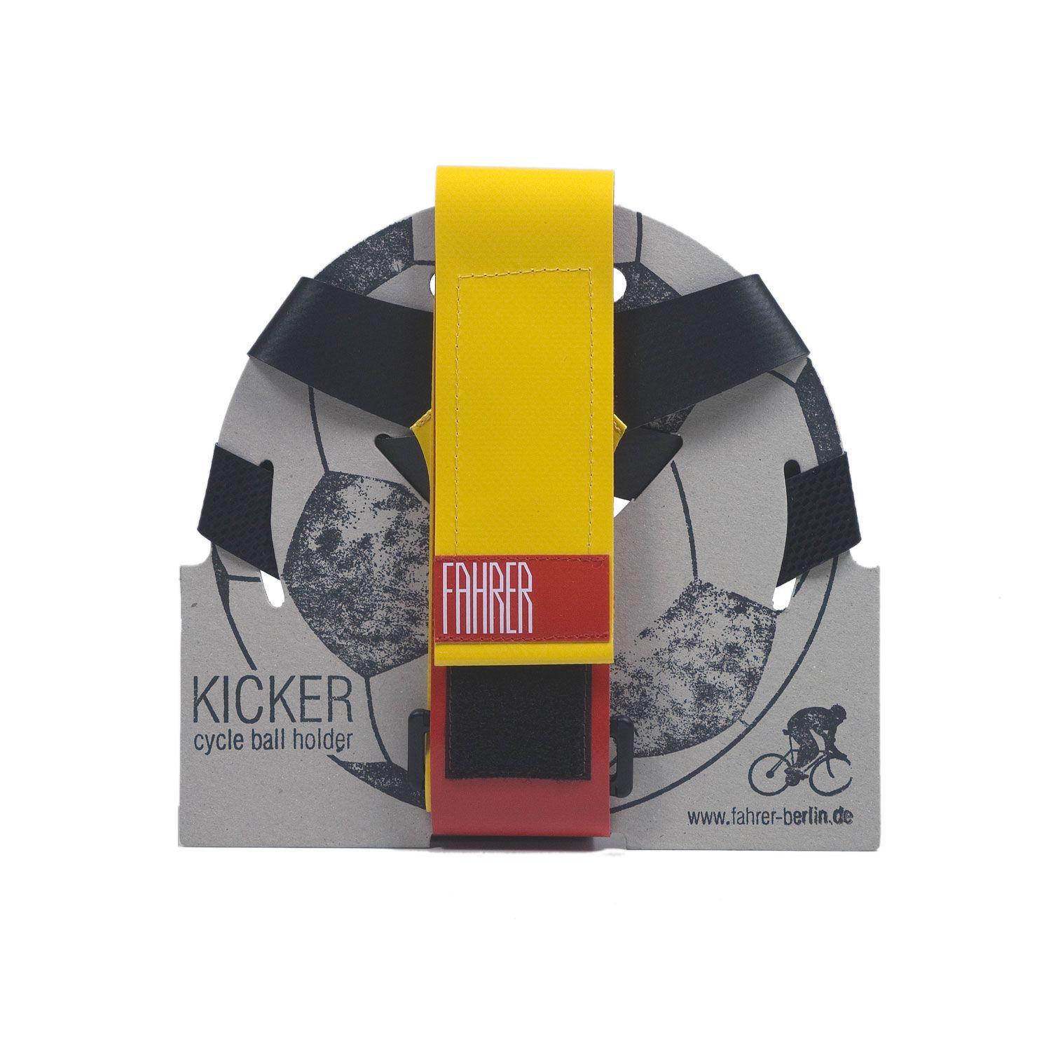 Yellow Ball Red Banner with Logo - KICKER black/red/yellow URBAN CYCLING BALL HOLDER