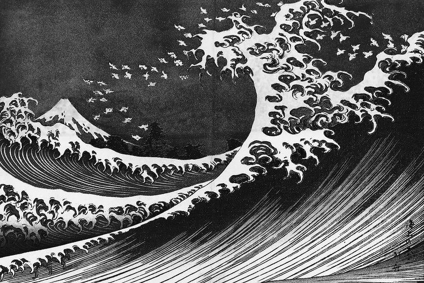 Japanese Wave Black and White Logo - Kampachi Japanese Steakhouse