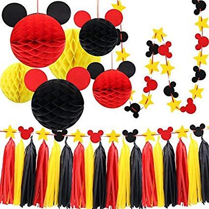 Yellow Ball Red Banner with Logo - Amazon.com: Mickey Mouse Party Decoration Kit, Colourful Mickey ...