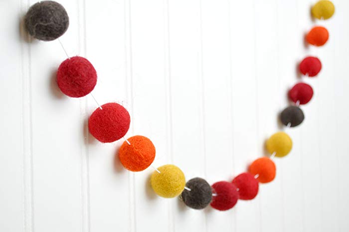 Yellow Ball Red Banner with Logo - Amazon.com: Red Orange Yellow Brown Felt Ball Garland, Pom Pom ...