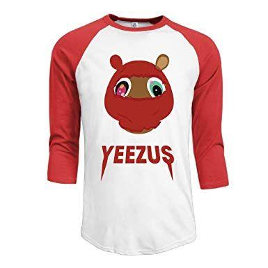 Yeezy Bear Logo - HotBB Men's Yeezy Kanye West Bear 3 4 Sleeve Baseball T