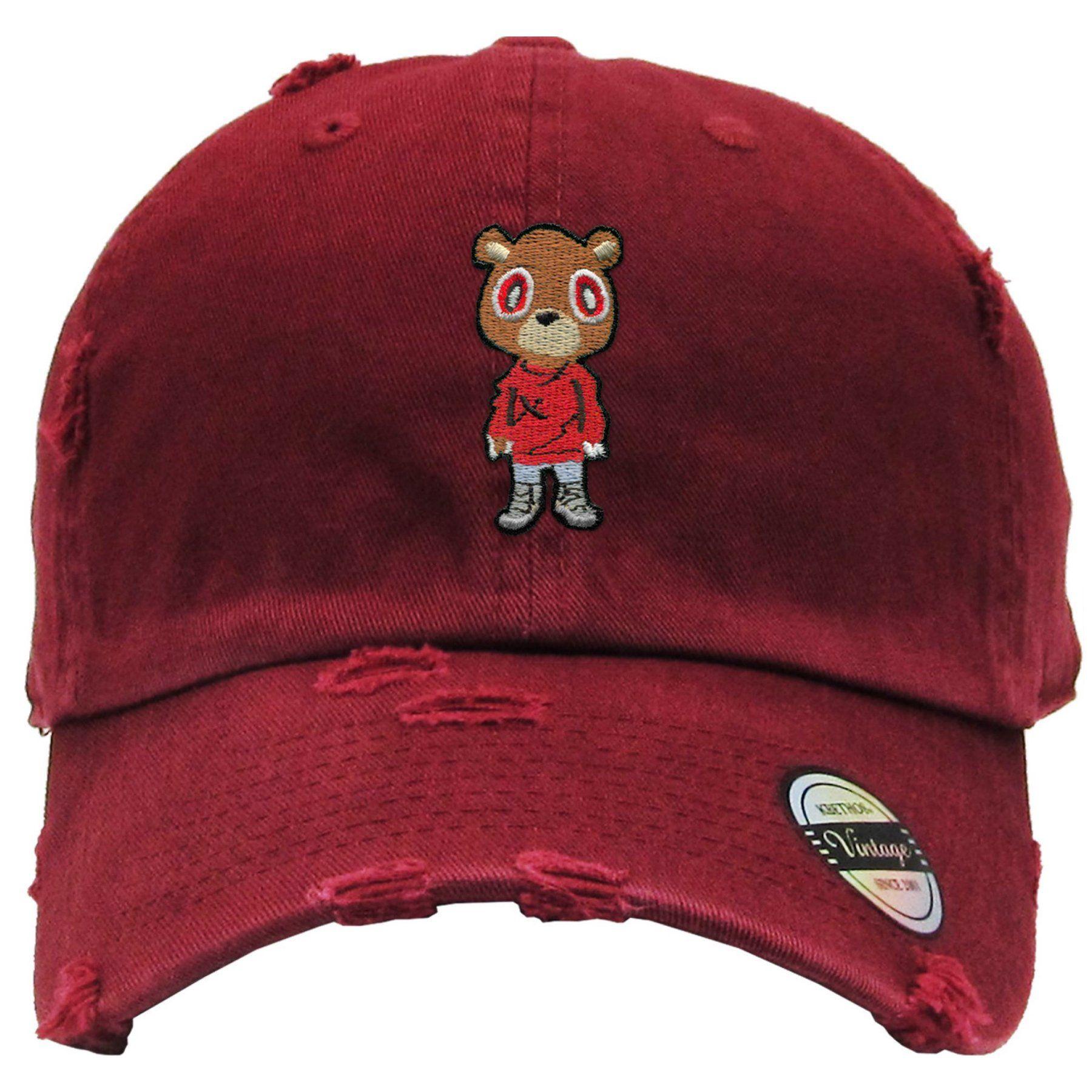 Yeezy Bear Logo - Yeezy Bear Maroon Distressed Dad Hat