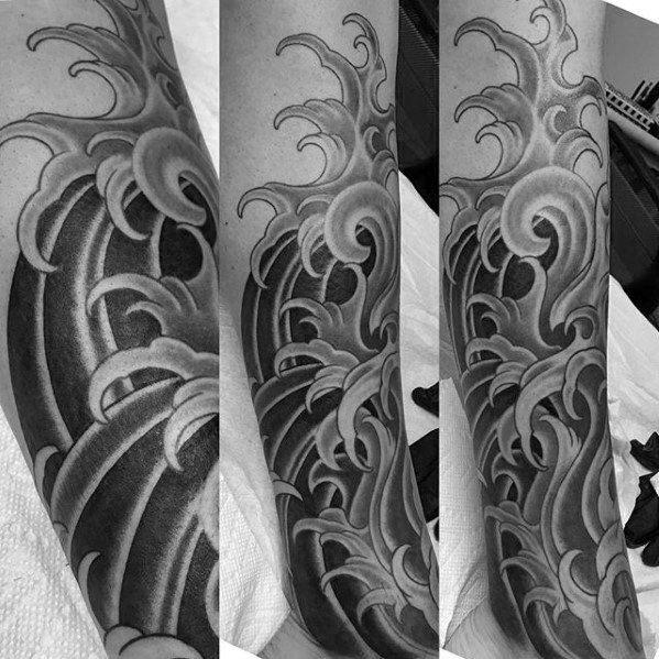 Japanese Wave Black and White Logo - Japanese Wave Tattoo Designs For Men Ink Ideas