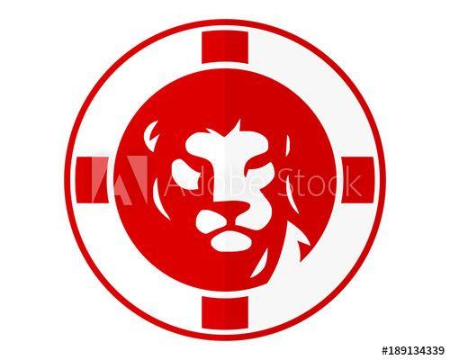 Face and Red Circle Logo - red england lion leo head face image vector icon logo - Buy this ...