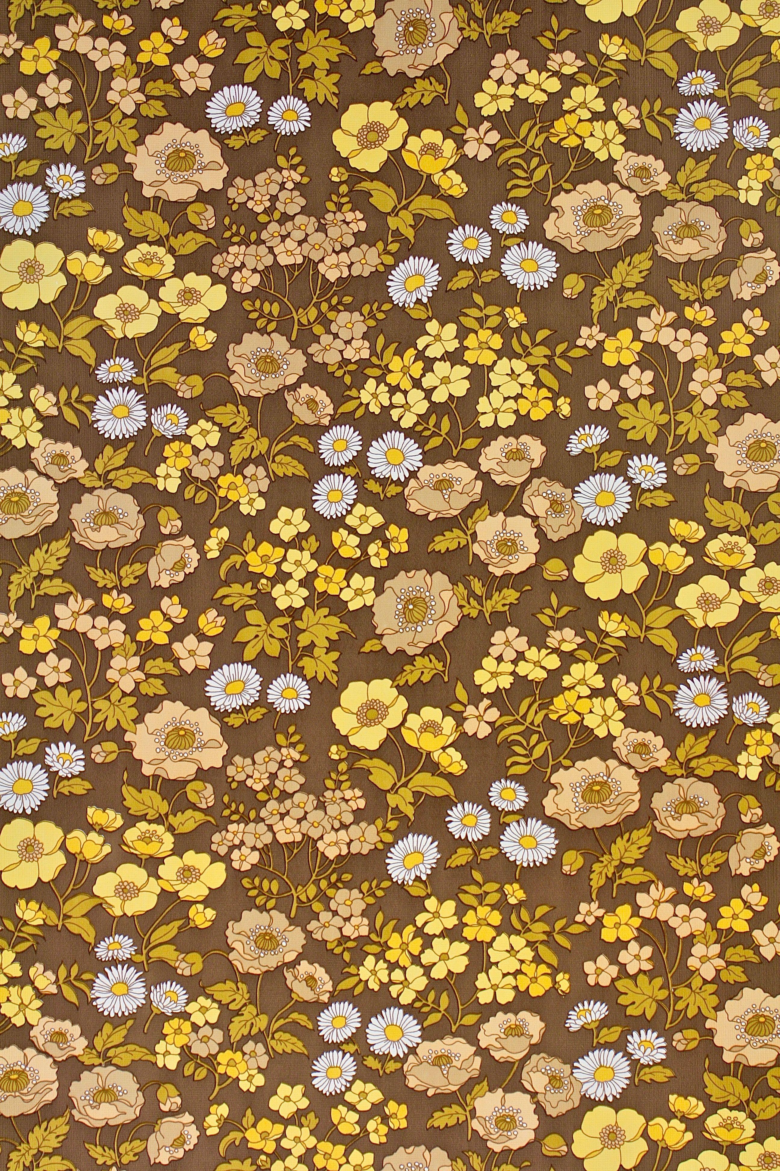 Brown and Yellow Flower Logo - Brown Background Floral Wallpaper - Vintage Wallpapers