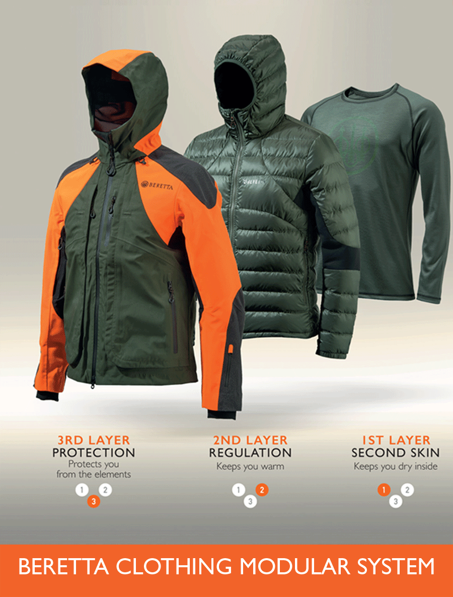 Beretta Clothing Logo - Multi-layers outdoor clothing - Modular hunting clothing