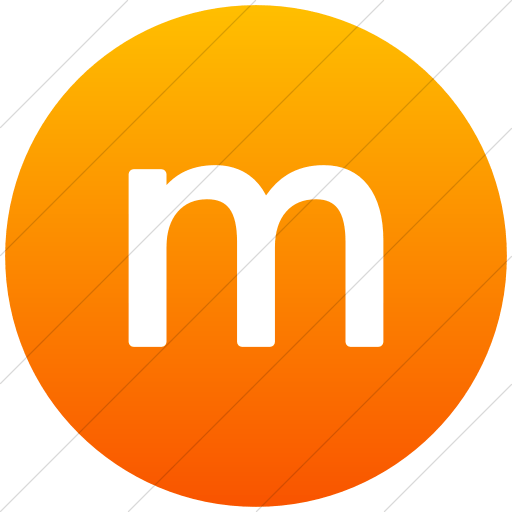 Orange Circle with White M Logo - IconsETC » Flat circle white on orange gradient alphanumerics ...