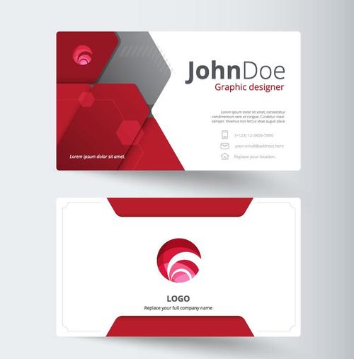 Red and White Company Logo - Red with white company business card vector 01 free download