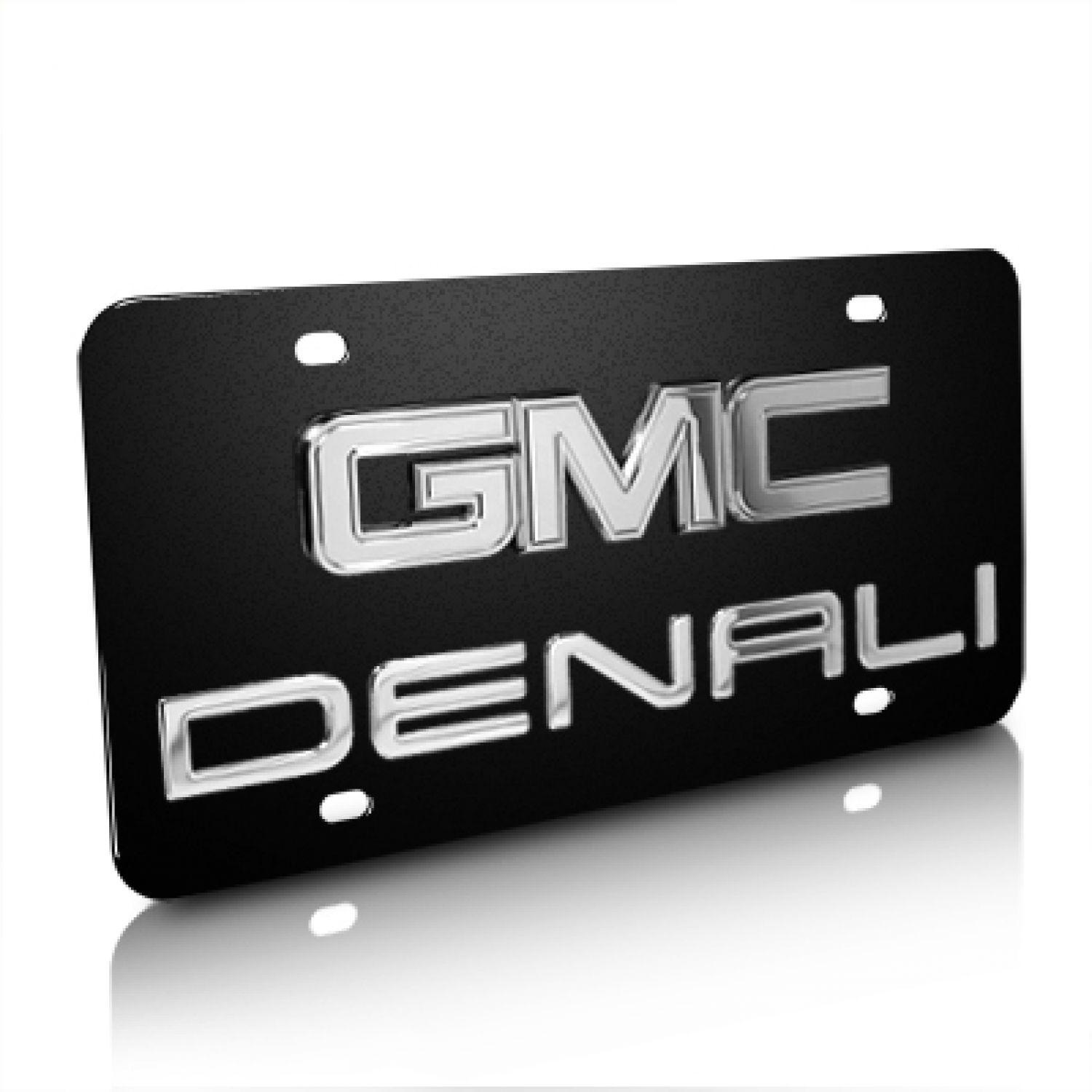 GMC Denali Logo - Denali With Chrome GMC 3D Logo Black Stainless Steel License Plate