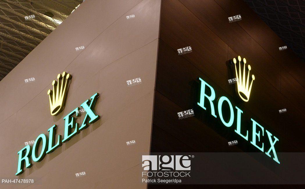 Watch Manufacturer Logo - The logo of watch manufacturer Rolex is on display