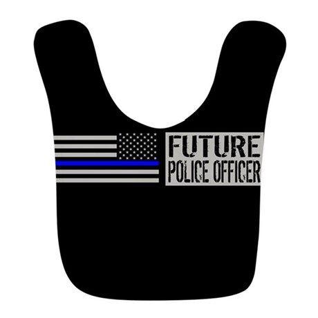 Little Blue Lines Logo - Police: Future Police Officer Black Flag Blue Bib. Police Gifts