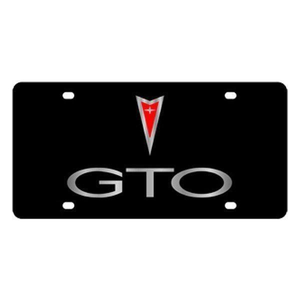 GTO Logo - GM Lazertag Black License Plate w Silver GTO Logo & Pontiac Emblem ...