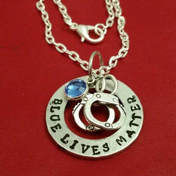 Little Blue Lines Logo - blue lives matter police necklace gift police wife by TiffysLove ...