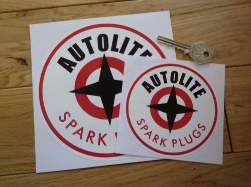 Autolite Spark Plug Logo - Autolite with Red Spark Plugs Text Round Stickers. 3