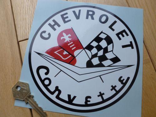 Corvette Old Logo - Chevrolet Corvette Old Style Classic Circular Sticker. 6.5
