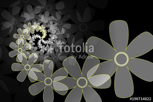 Yellow and Black Swirl Logo - Flower Bouquet Spiral. Abstract Graphic Design. Gray and Yellow on ...