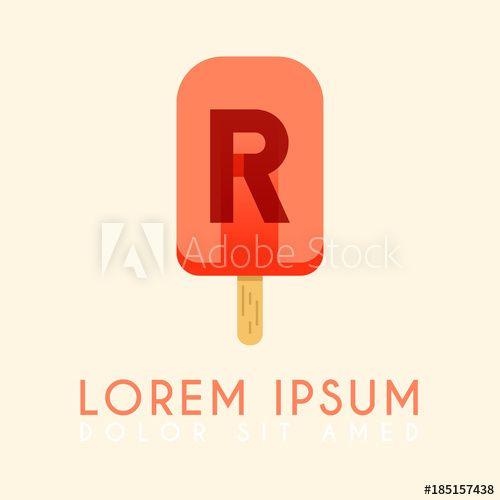 Red Ice Cream Logo - Ice Cream Stick R Letter Logo, Red Ice Cream Logo with letter R