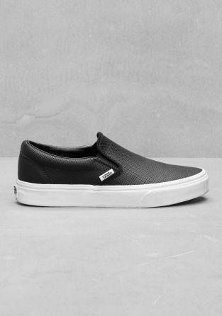 Leather Vans Logo - VANS Classic slip-ons featuring a perforated leather upper, fine ...