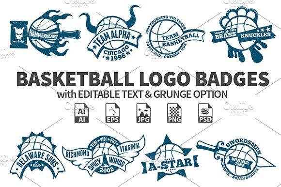 Creative Basketball Logo - Basketball Logo Badges Logo Templates Creative Market
