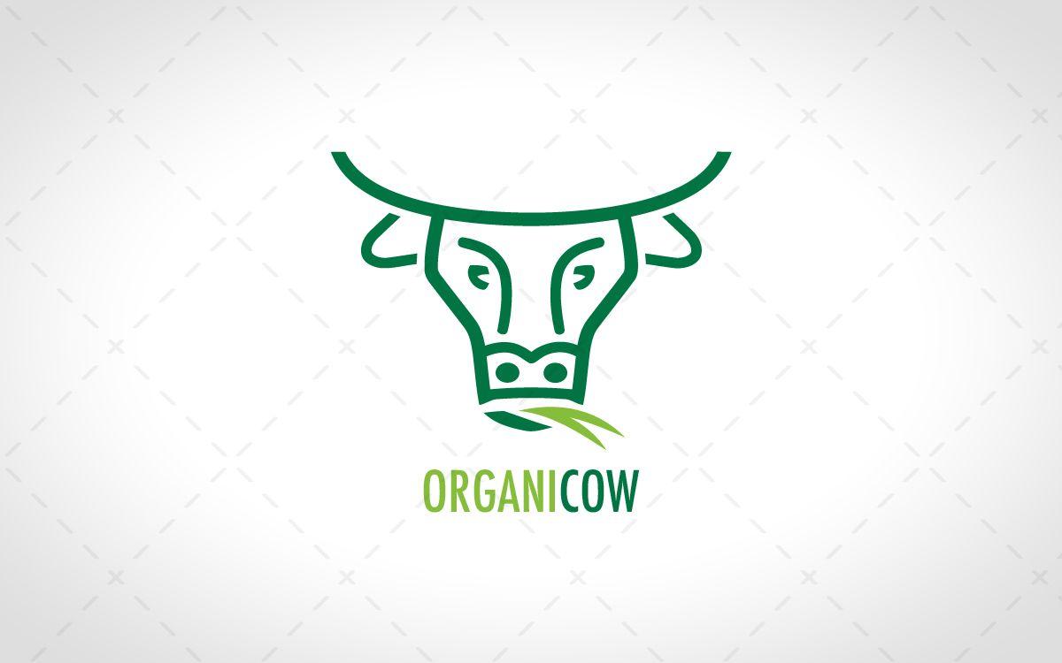 Cow Logo - Fresh Green & Organic Cow Head Logo For Sale - Lobotz