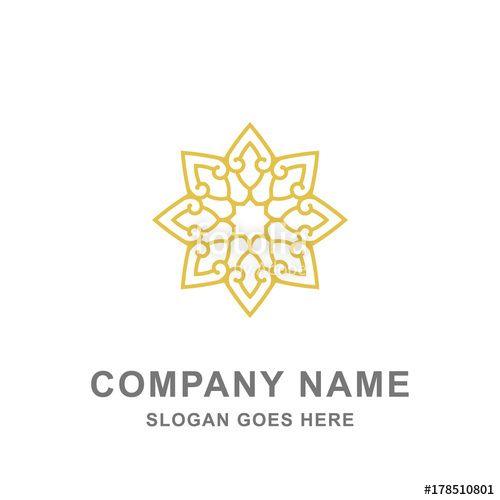 Decorative Logo - Geometric Gold Islamic Ornament Mosque Decorative Logo Vector Icon