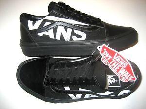 Leather Vans Logo - Vans Mens Old Skool Large Logo Black White Leather Canvas Skate ...