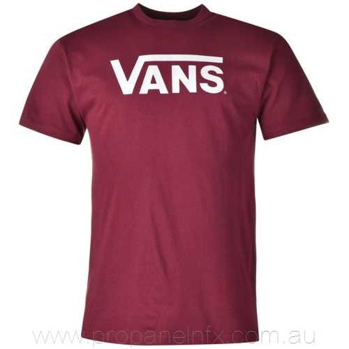 Leather Vans Logo - Men Road Leather T Shirt Burgundy Vans Logo And Textile Show