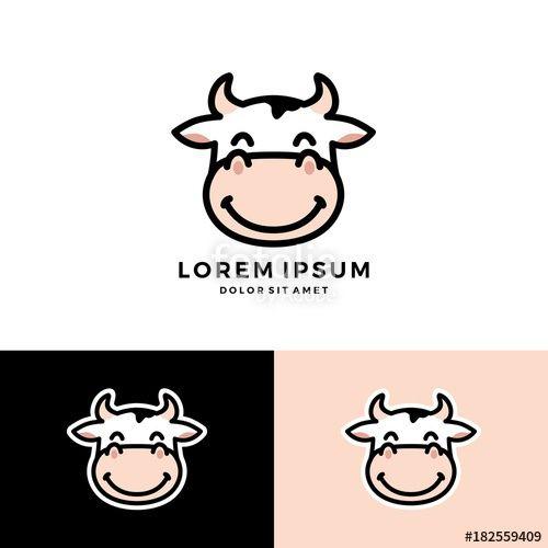 Cow Logo - cartoon cow logo vector mascot character avatar download Stock
