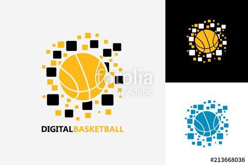 Creative Basketball Logo - Pixel Digital Basketball Logo Template Design Vector, Emblem, Design