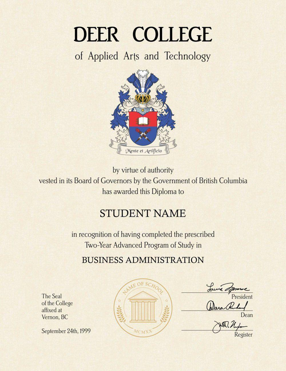 Deer College Logo - Fake Deer College Diploma - Diploma Outlet