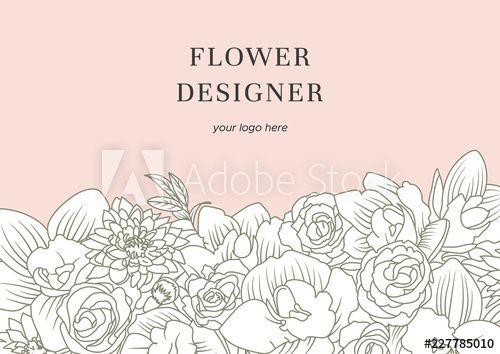 Creative Flower Shop Logo - Hand drawn flower card. Flower background and logo for flower shops