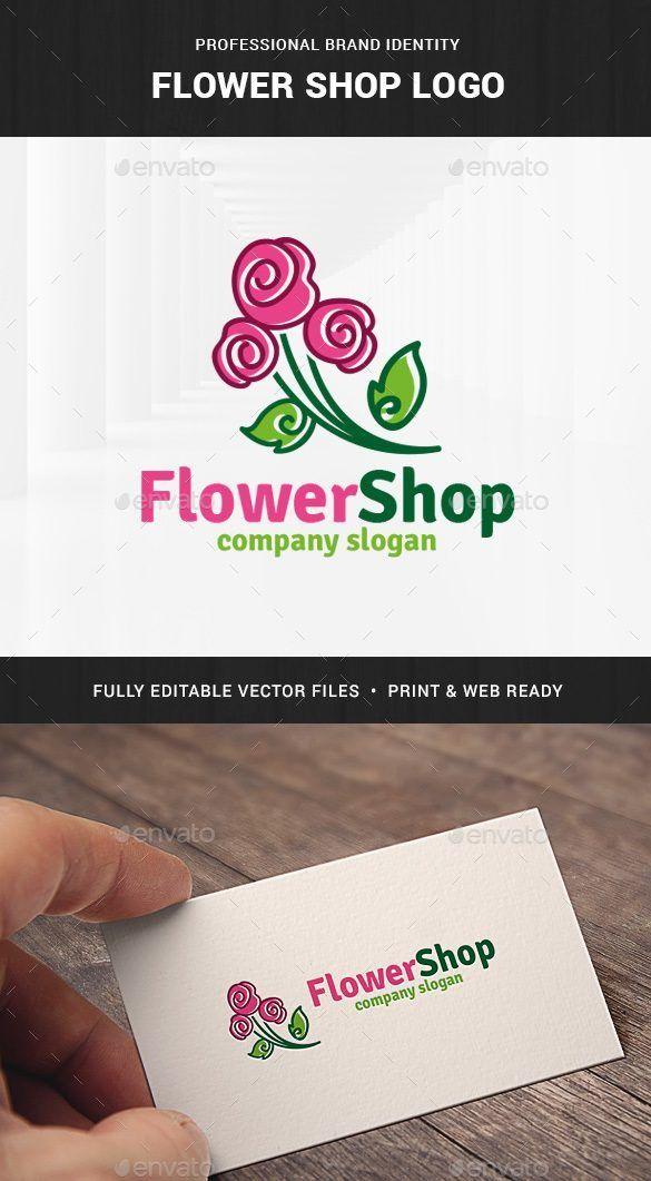 Creative Flower Shop Logo - Flower Shop Logo Template. Creative logo featuring a bouquet