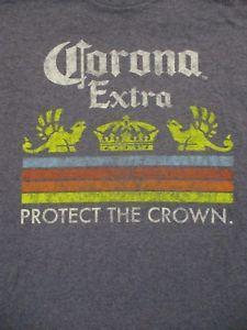 Corona Crown Logo - L Blue CORONA BEER PROTECT THE CROWN LOGO T Shirt