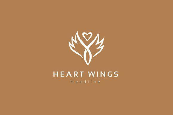 Wings Logo - Heart wings logo template. ~ Logo Templates ~ Creative Market