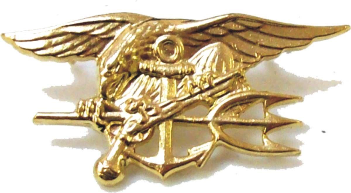 Trident Military Logo - Navy Seals Eagle Trident Logo Uniform Gold Colored Military Pin